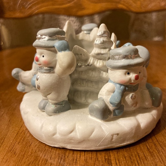 Winter Scene With Snowmen Candle Stick Holder - Picture 5 of 15